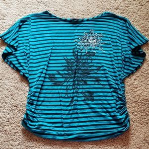 Daytrip Buckle striped bling top sz L scrunched